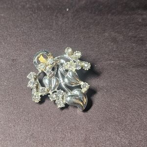 Sparkling Silver Crystal Brooch